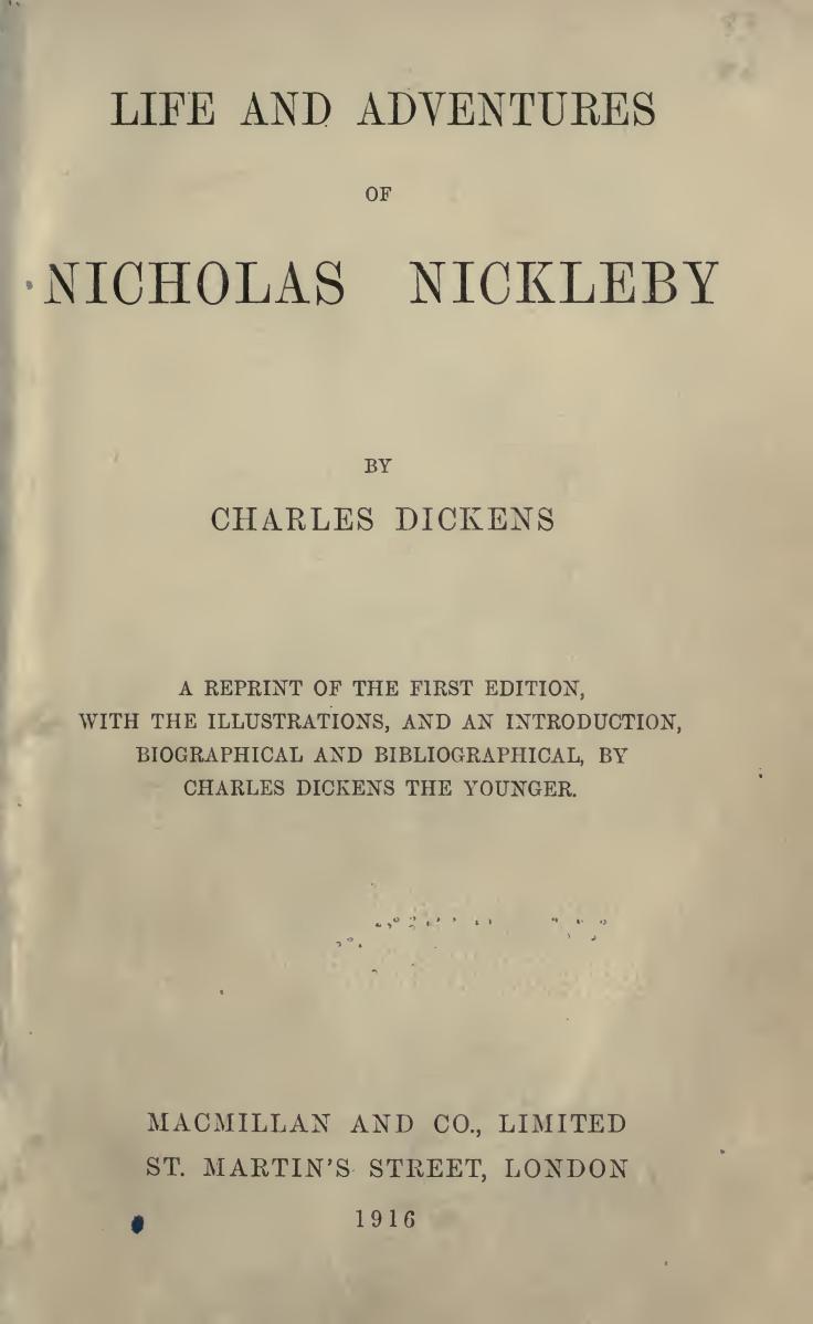 Nicholas Nickleby Nicholas Nickleby