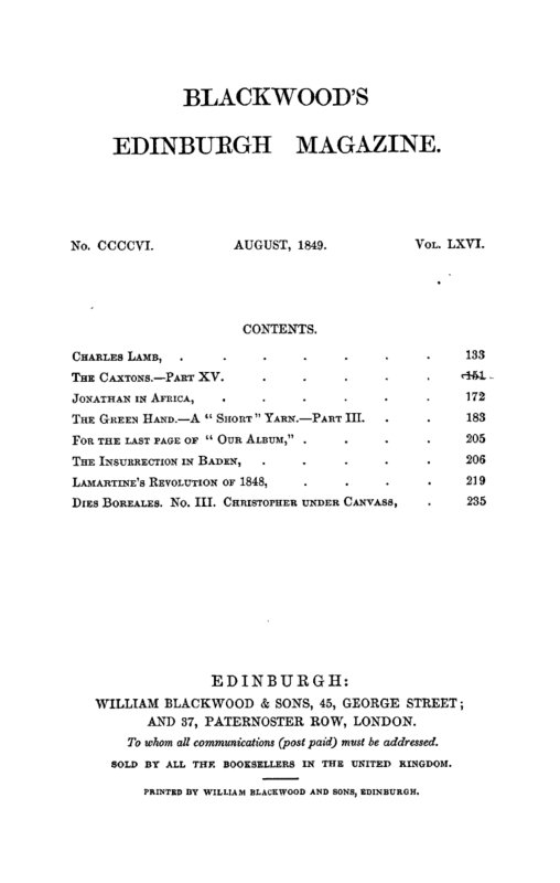 Blackwood's Edinburgh Magazine, Vol. 66 No.406, August 1849 Blackwood's Edinburgh Magazine, Vol. 66 No.406, August 1849