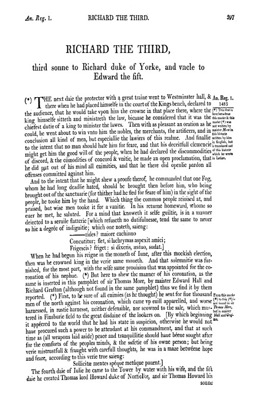 Chronicles of England, Scotland and Ireland (3 of 6): England (6 of 9) Richard the Third, Third Sonne to Richard Duke of Yorke, and Uncle to Edward the Fift Chronicles of England, Scotland and Ireland (3 of 6): England (6 of 9) Richard the Third, Third Sonne to Richard Duke of Yorke, and Uncle to Edward the Fift