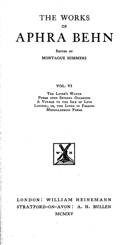 The Works of Aphra Behn, Volume VI