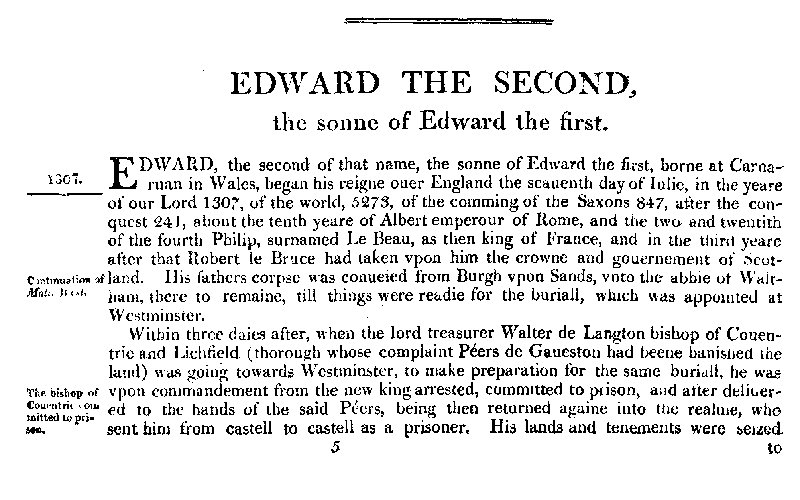 Chronicles of England, Scotland and Ireland (2 of 6): England (10 of 12) Edward the Second, the Sonne of Edward the First Chronicles of England, Scotland and Ireland (2 of 6): England (10 of 12) Edward the Second, the Sonne of Edward the First