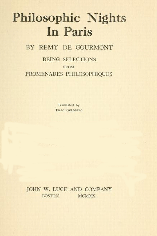 Philosophic Nights in Paris Being selections from Promenades Philosophiques Philosophic Nights in Paris Being selections from Promenades Philosophiques
