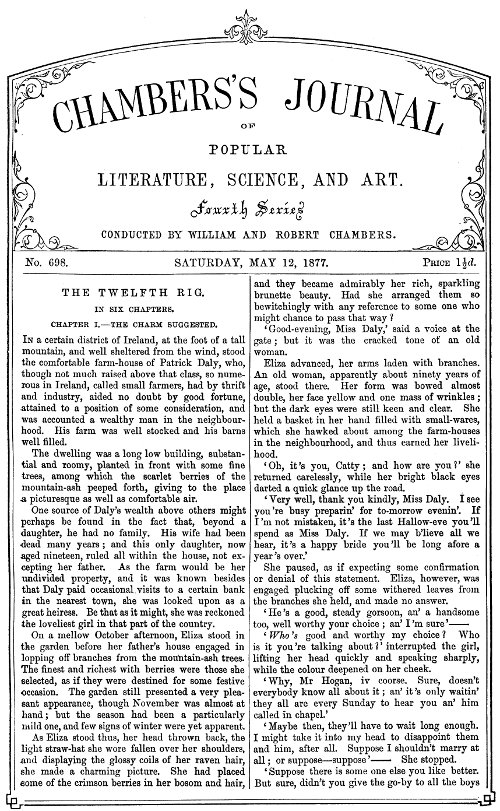 Chambers's Journal of Popular Literature, Science, and Art, No. 698
May 12, 1877
