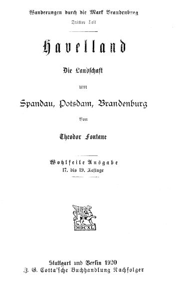 Wanderungen durch die Mark Brandenburg, Dritter Teil Havelland Wanderungen durch die Mark Brandenburg, Dritter Teil Havelland