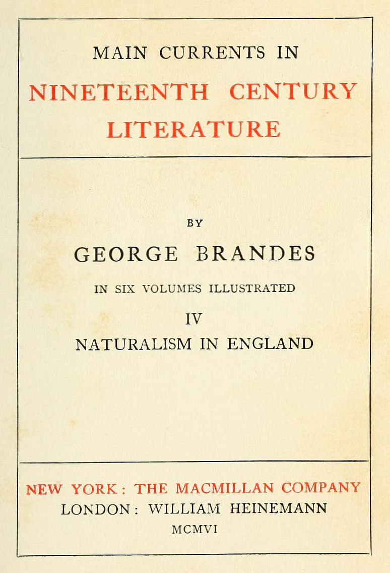 Main Currents in Nineteenth Century Literature - 4. Naturalism in England
