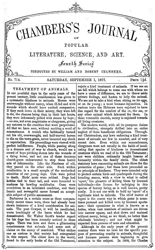 Chambers's Journal of Popular Literature, Science, and Art, No. 714 September 1, 1877 Chambers's Journal of Popular Literature, Science, and Art, No. 714 September 1, 1877