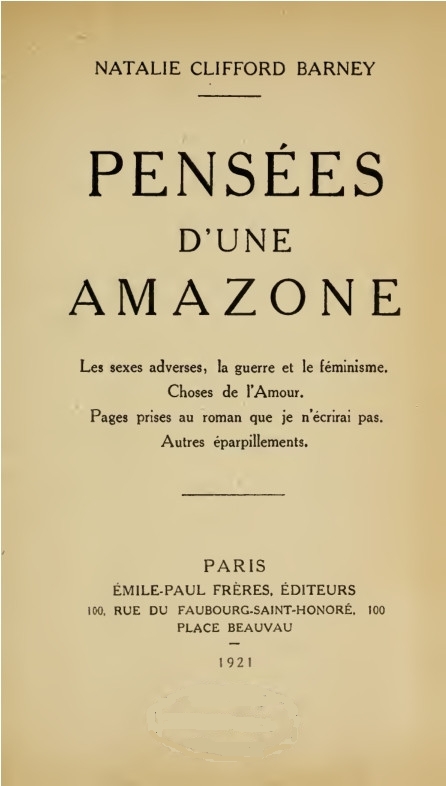 Pensées d'une amazone Pensées d'une amazone