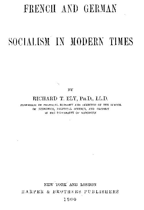 French and German Socialism in Modern Times French and German Socialism in Modern Times