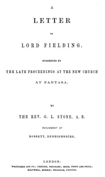 A Letter to Lord Fielding. Suggested by the late proceedings at the New Church at Pantasa