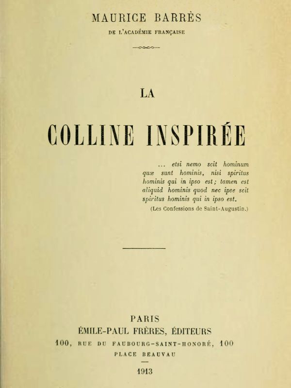 La colline inspirée La colline inspirée