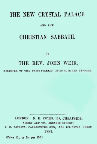 The New Crystal Palace and the Christian Sabbath