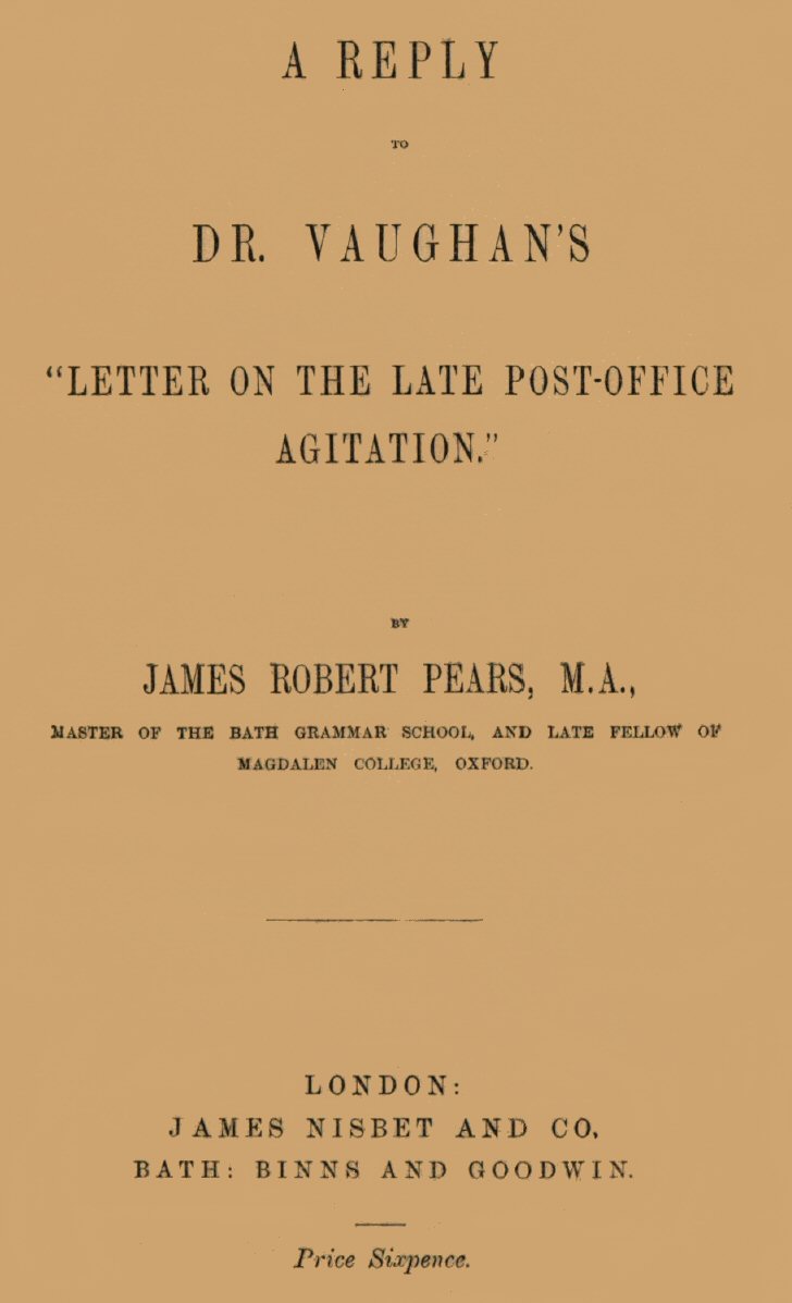 A Reply to Dr. Vaughan's "Letter on the Late Post-Office Agitation" A Reply to Dr. Vaughan's "Letter on the Late Post-Office Agitation"
