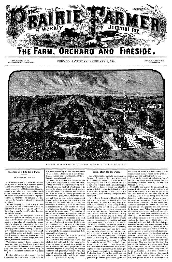 Prairie Farmer, Vol. 56: No. 5, February 2, 1884.10;A Weekly Journal for the Farm, Orchard and Fireside Prairie Farmer, Vol. 56: No. 5, February 2, 1884.10;A Weekly Journal for the Farm, Orchard and Fireside