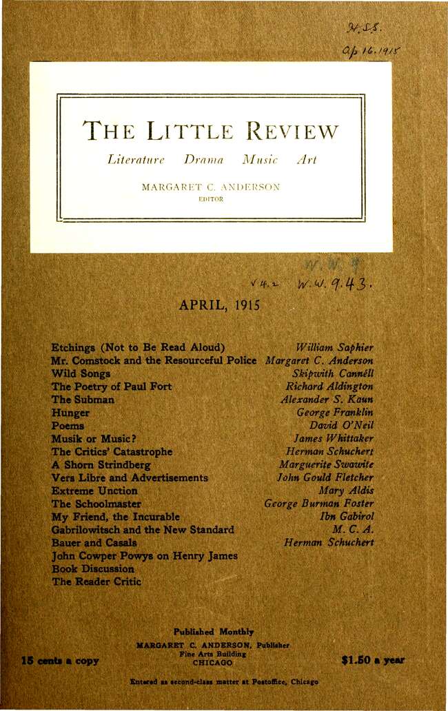 The Little Review, April 1915 (Vol. 2, No. 2) The Little Review, April 1915 (Vol. 2, No. 2)