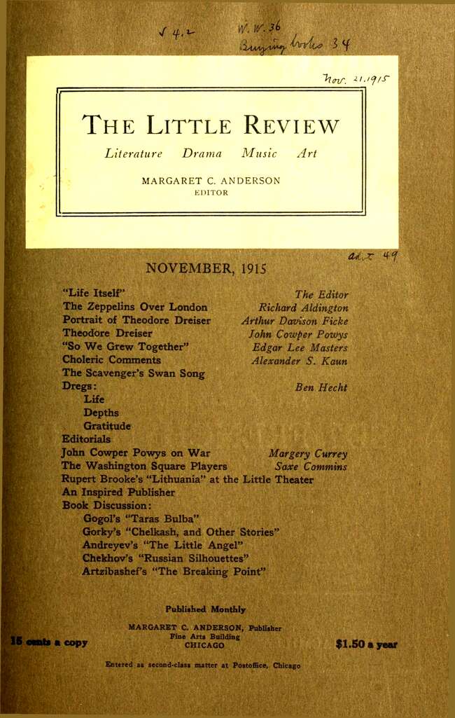 The Little Review, November 1915 (Vol. 2, No. 8)