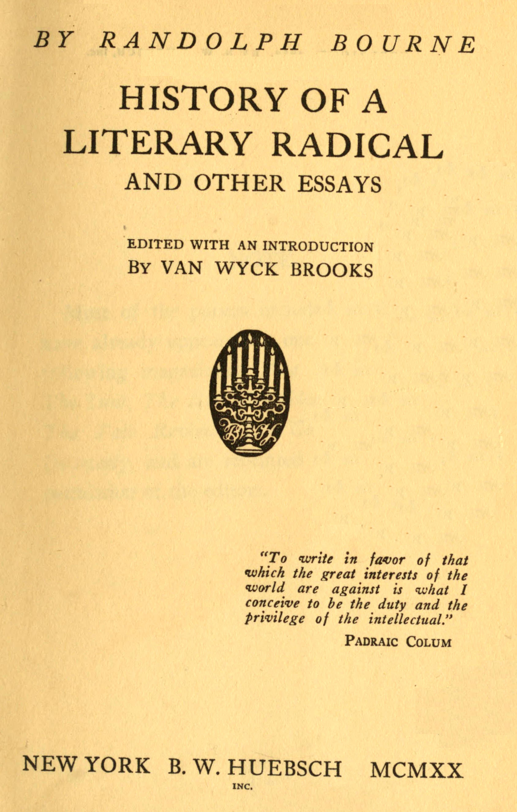 History of a literary radical, and other essays