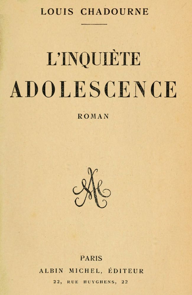 L'inquiète adolescence