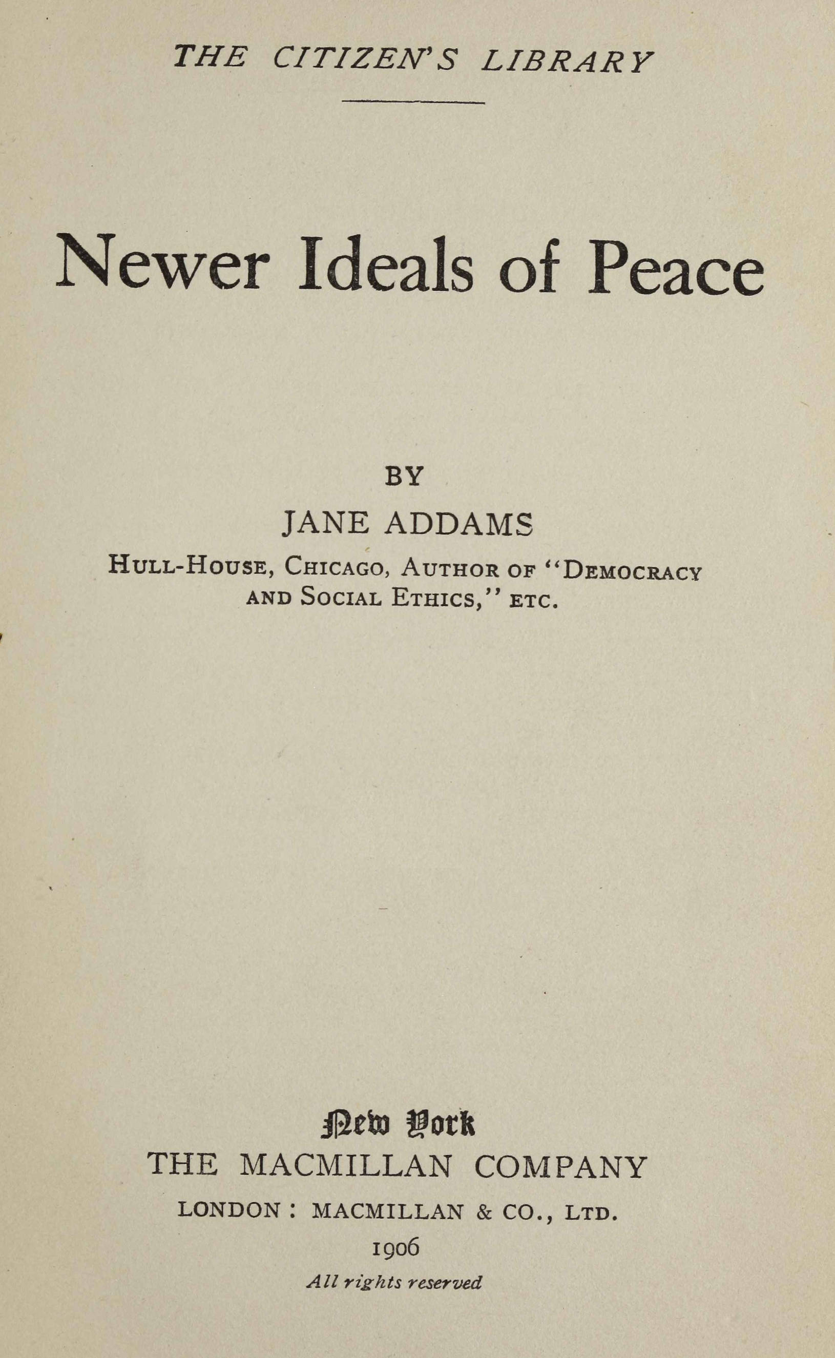 Newer ideals of peace Newer ideals of peace