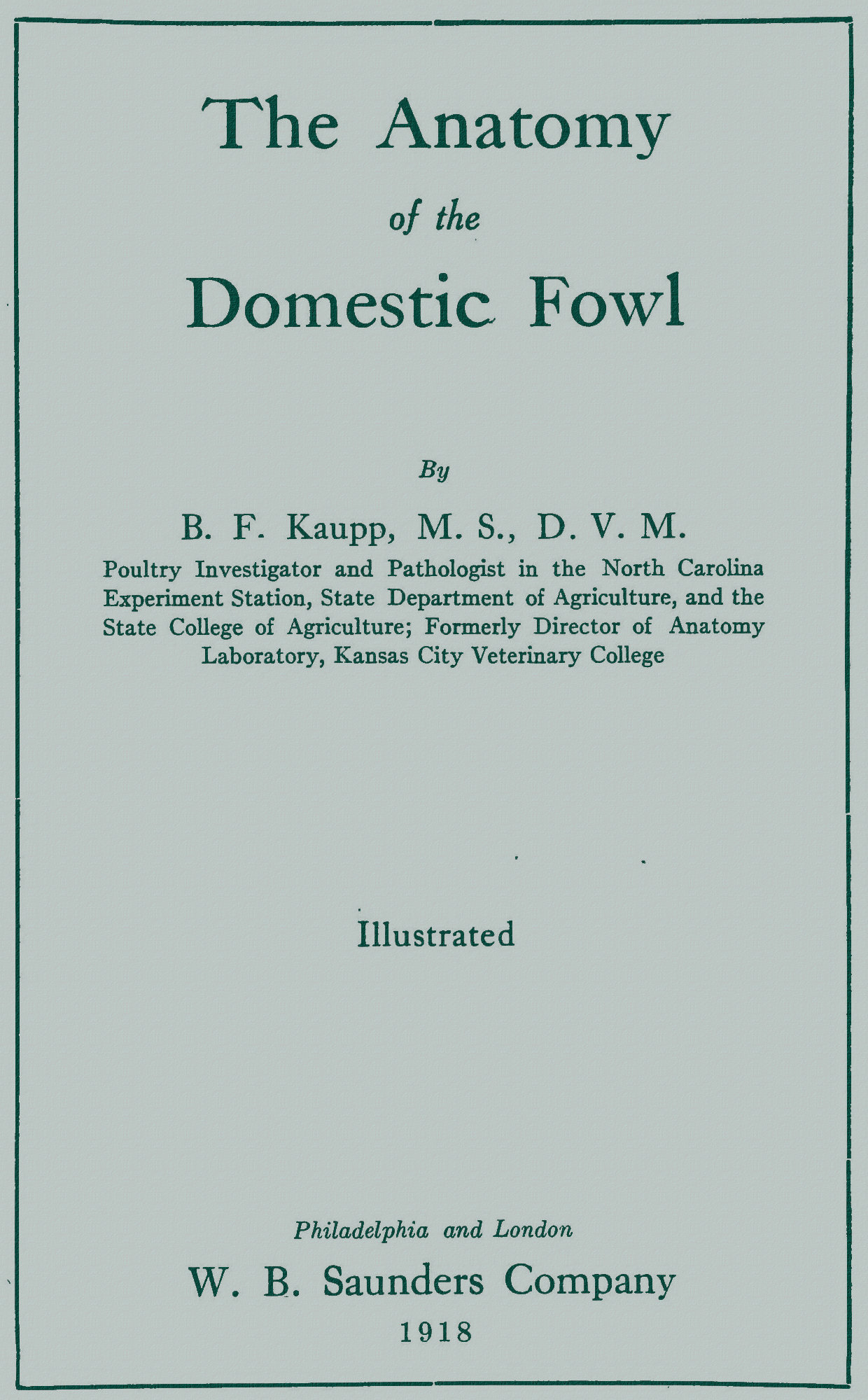 The anatomy of the domestic fowl