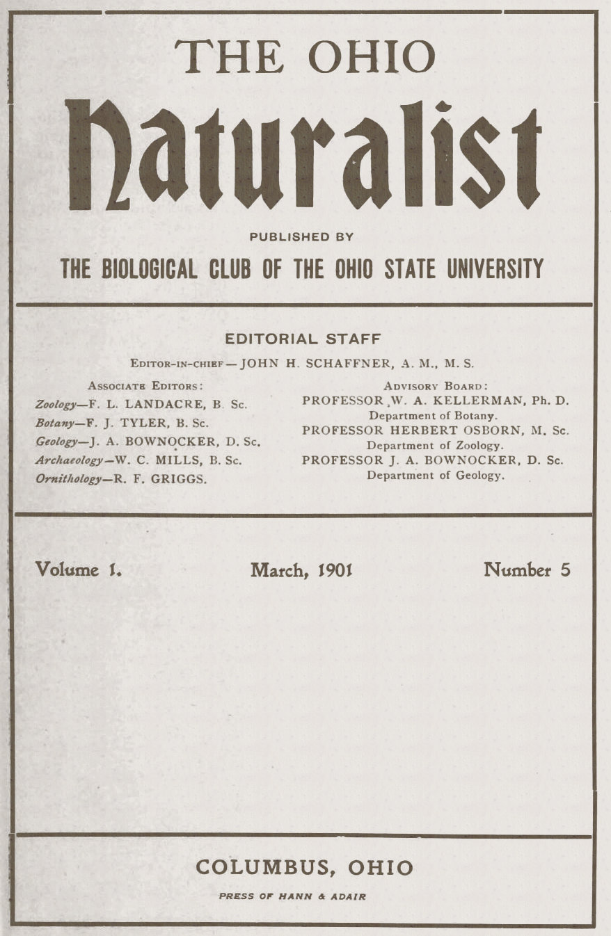 The Ohio Naturalist, Vol. 1, No. 5, March, 1901 The Ohio Naturalist, Vol. 1, No. 5, March, 1901
