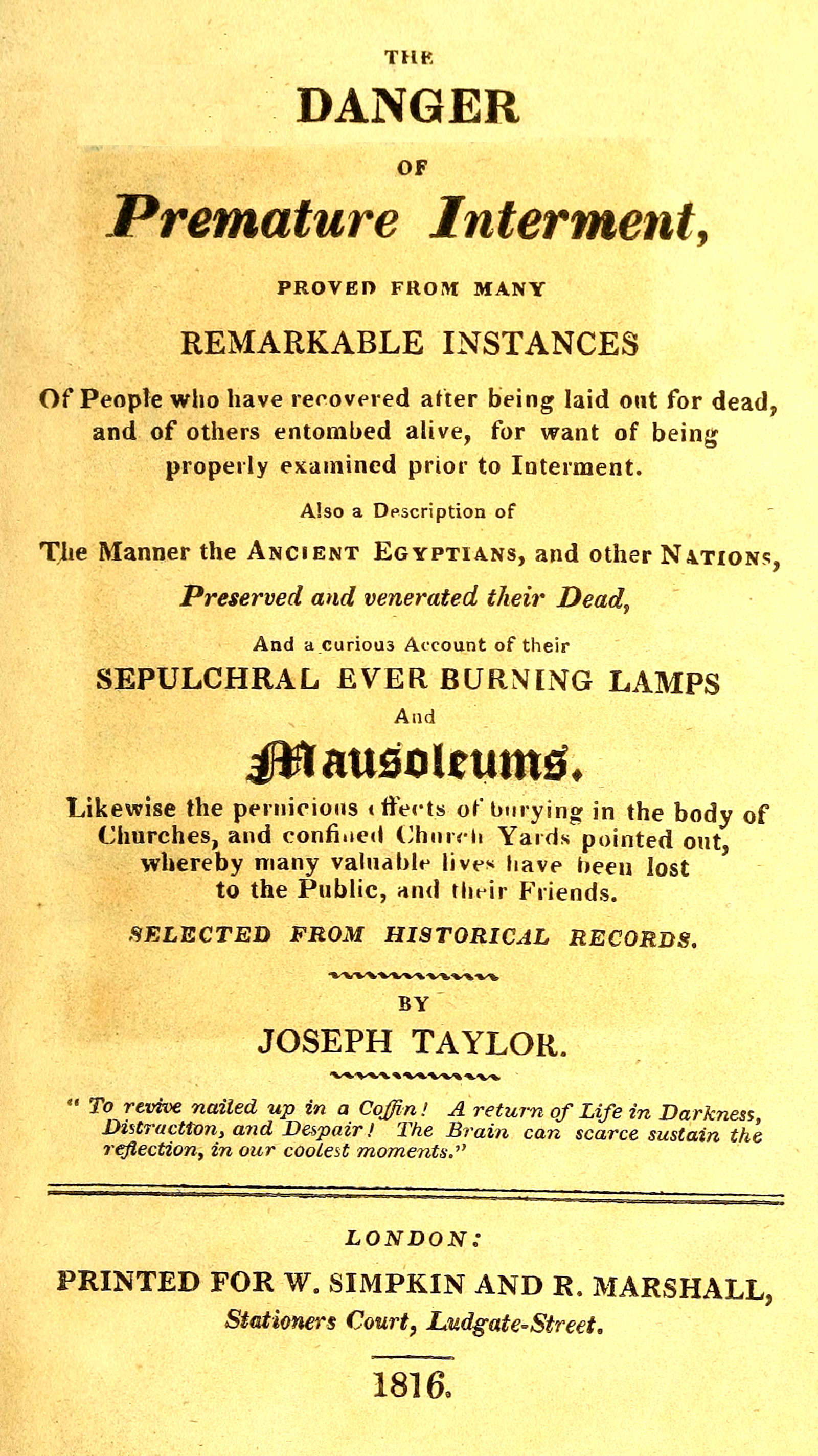 The danger of premature interment The danger of premature interment